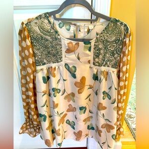 Cato Floral and Polka Dot Women's Top, Size L